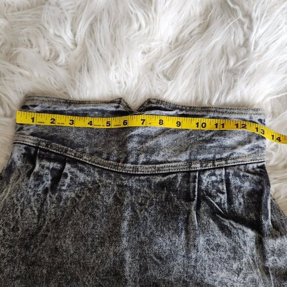 Vtg 80s Acid Wash Jean Denim Maxi Skirt Western W27" Straight Ultra High Waist - Picture 6 of 14